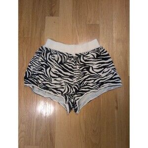 SUBOO Zebra Print Knit Shorts Womens Small Black White Pull-On Cotton Boho